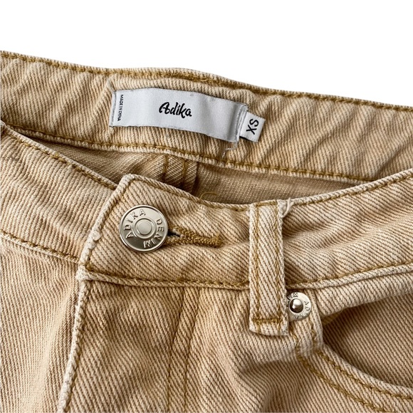 Adika High Rise Frayed Mocha Distressed Destroyed Tan Button Fly Shorts Size XS - Picture 5 of 6